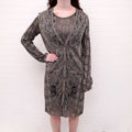 CHANEL METALLIC PATTERNED DRESS SET WITH MATCHING CARDIGAN - SIZE 40