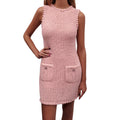 CHANEL MID LENGTH PINK CROCHET KNIT DRESS - SIZE 36