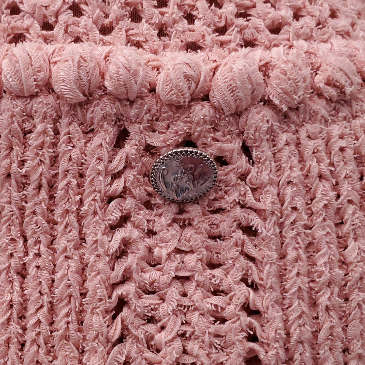 CHANEL MID LENGTH PINK CROCHET KNIT DRESS - SIZE 36