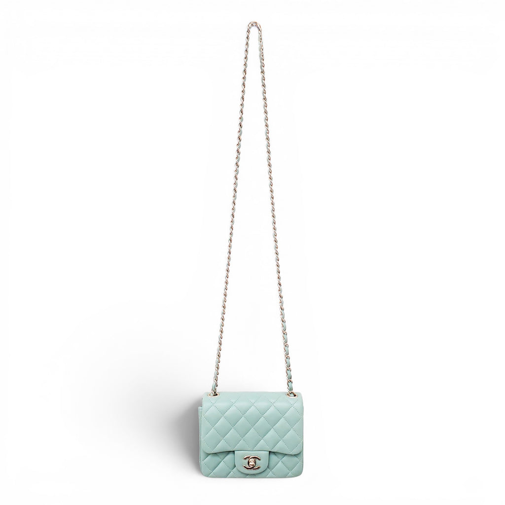 CHANEL MINT LAMBSKIN SQUARE FLAP BAG