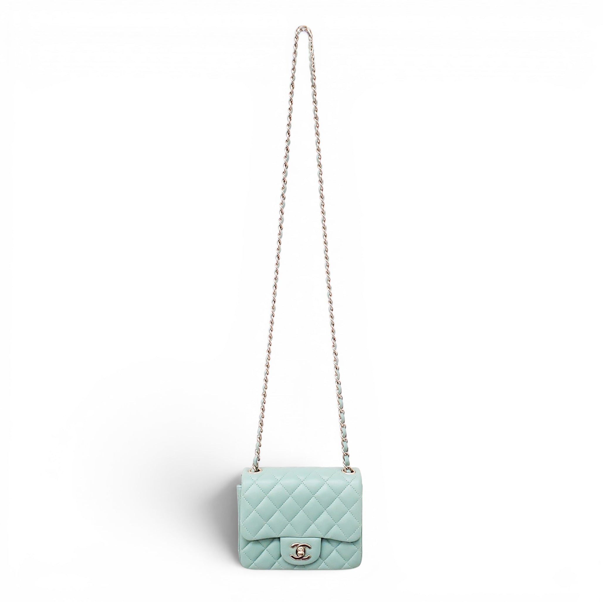 CHANEL MINT LAMBSKIN SQUARE FLAP BAG