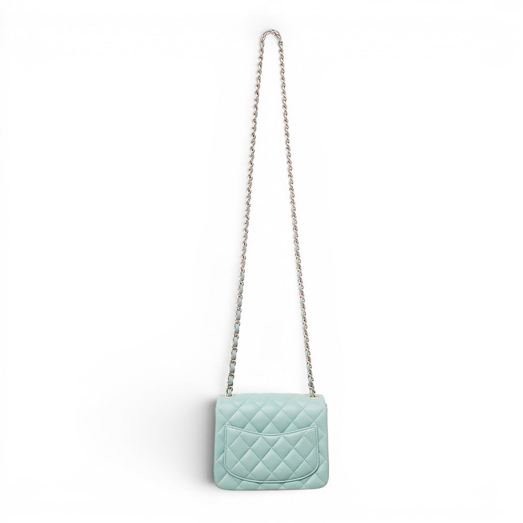 CHANEL MINT LAMBSKIN SQUARE FLAP BAG