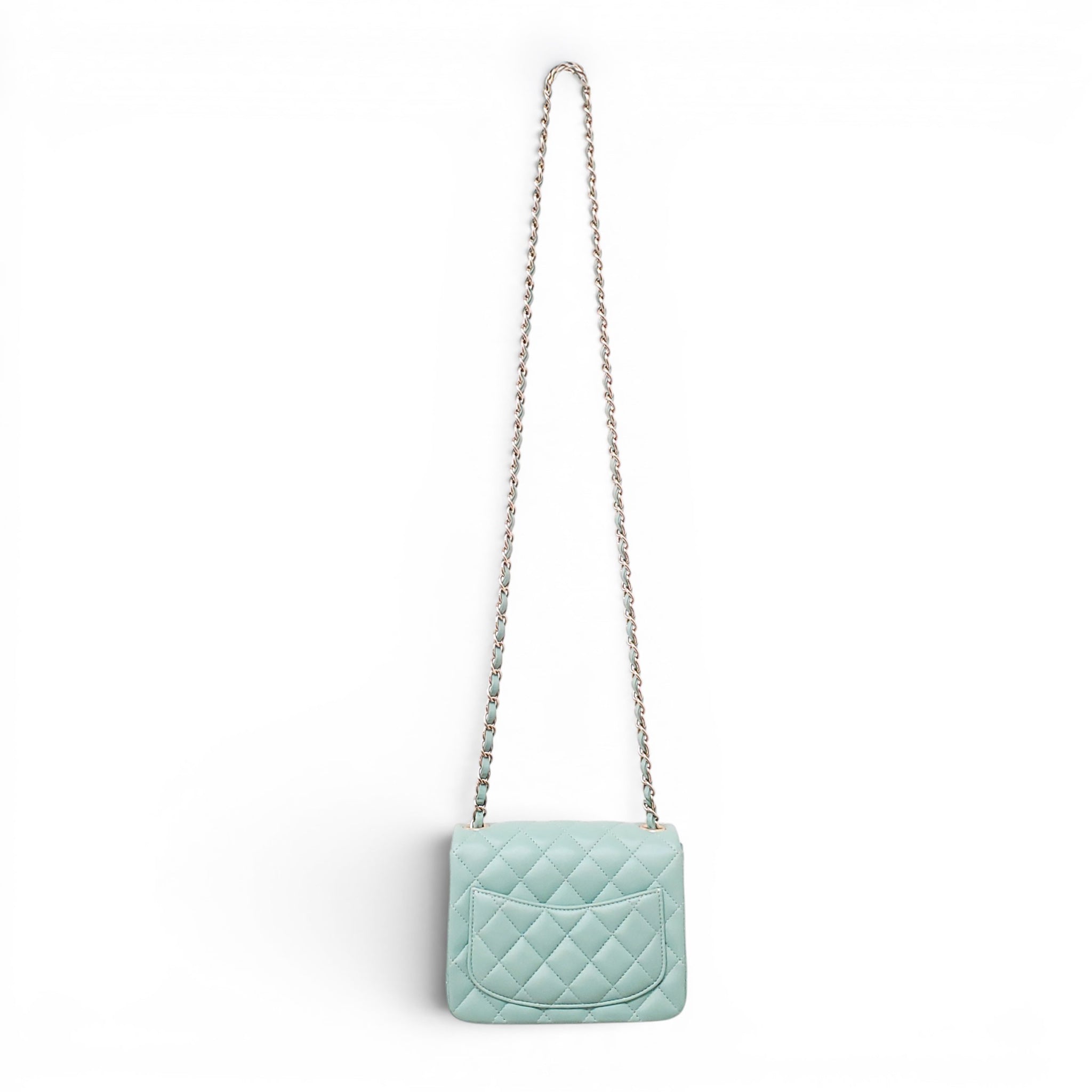 CHANEL MINT LAMBSKIN SQUARE FLAP BAG