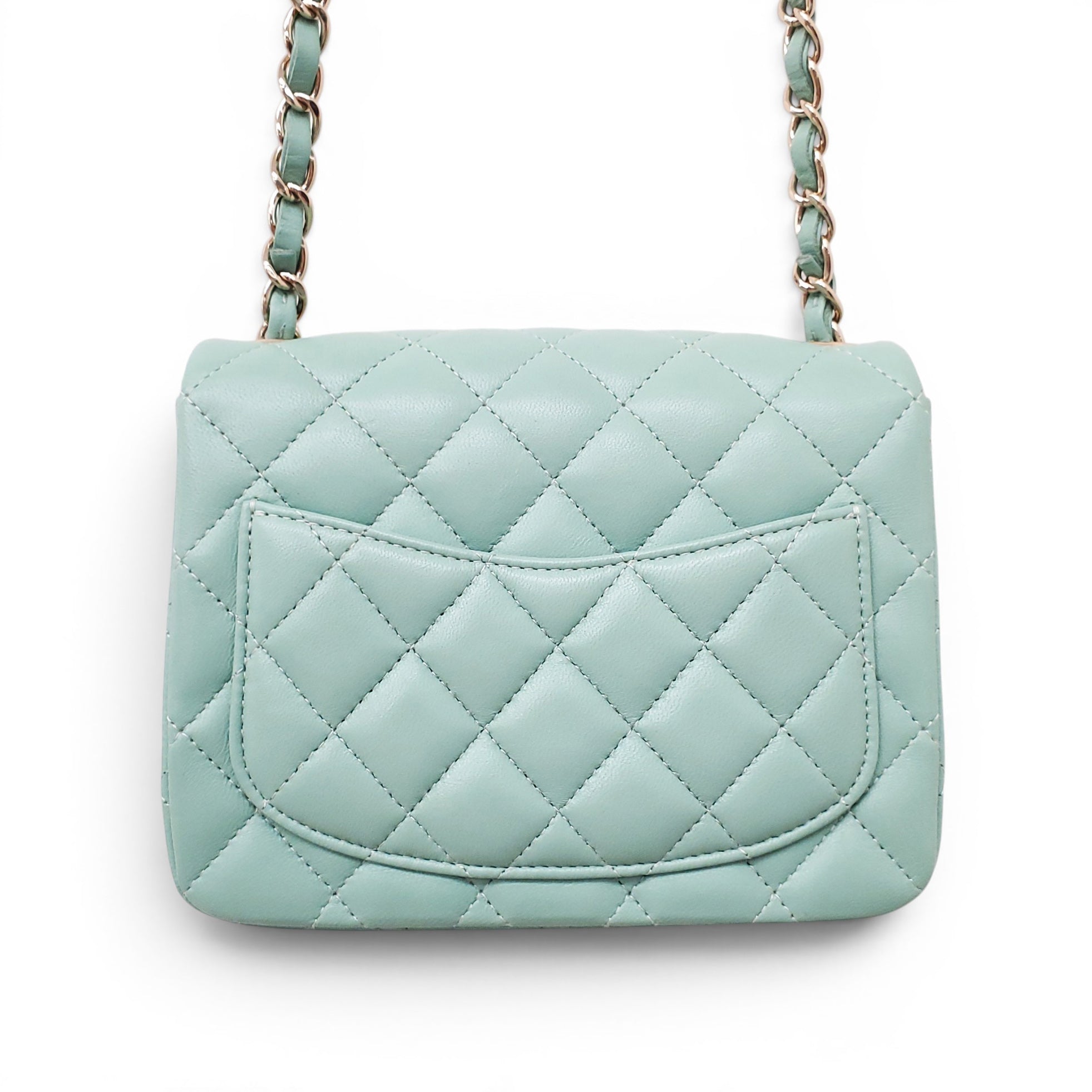 CHANEL MINT LAMBSKIN SQUARE FLAP BAG