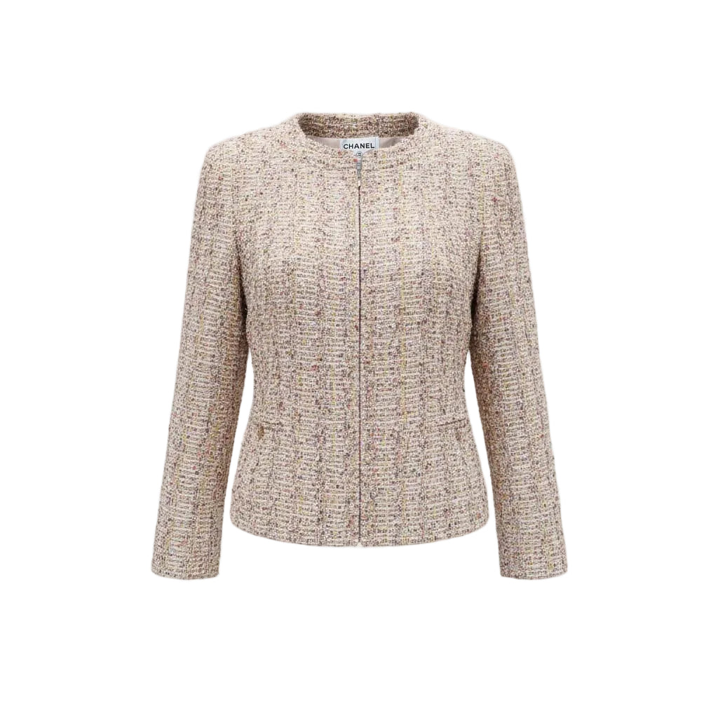 CHANEL MULTICOLOURED TWEED SHIMMER SKIRT SUIT - SIZE 40/42