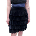 CHANEL NAVY VELVET LAYERED SKIRT - SIZE 38