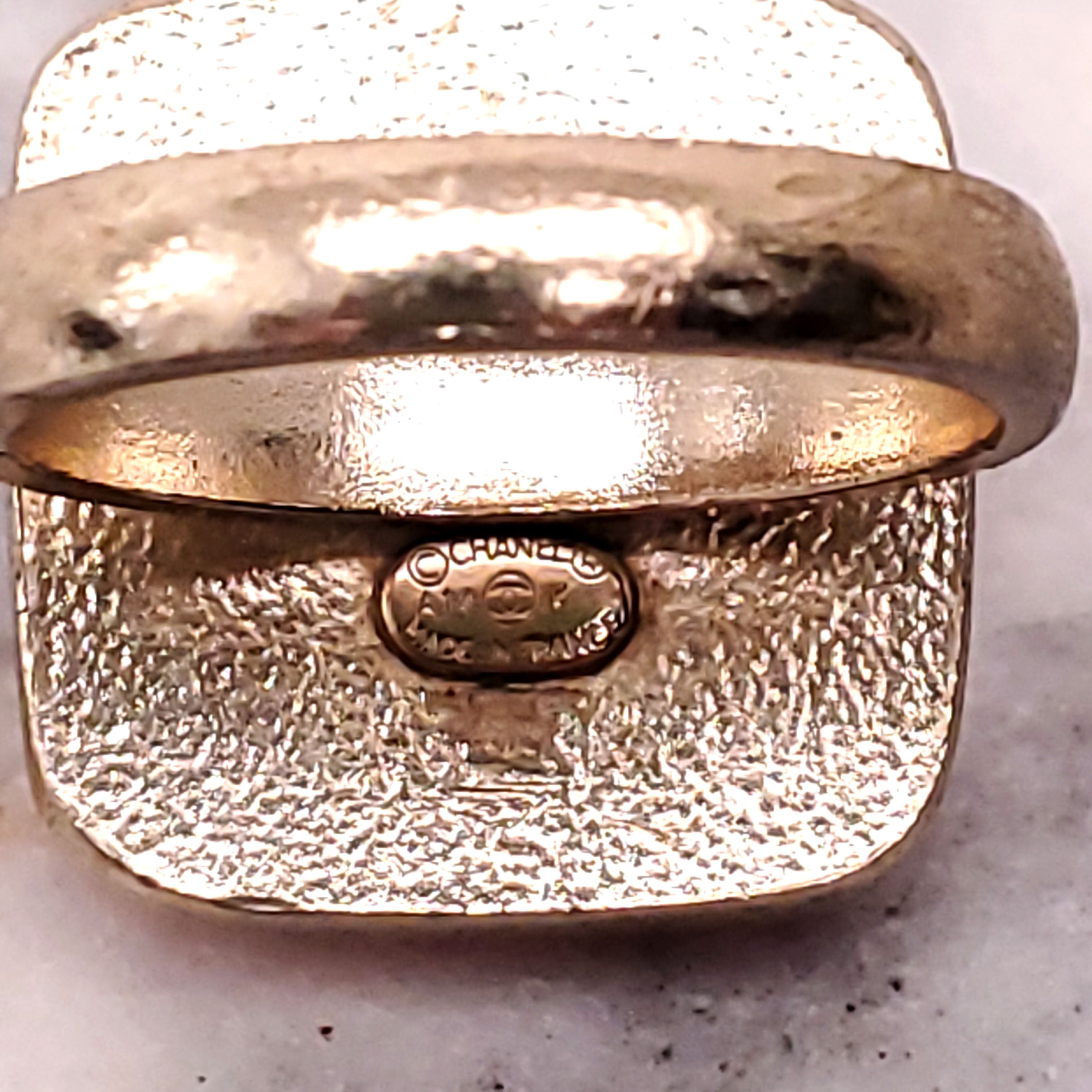 CHANEL ORANGE LOGO RING - SIZE 5