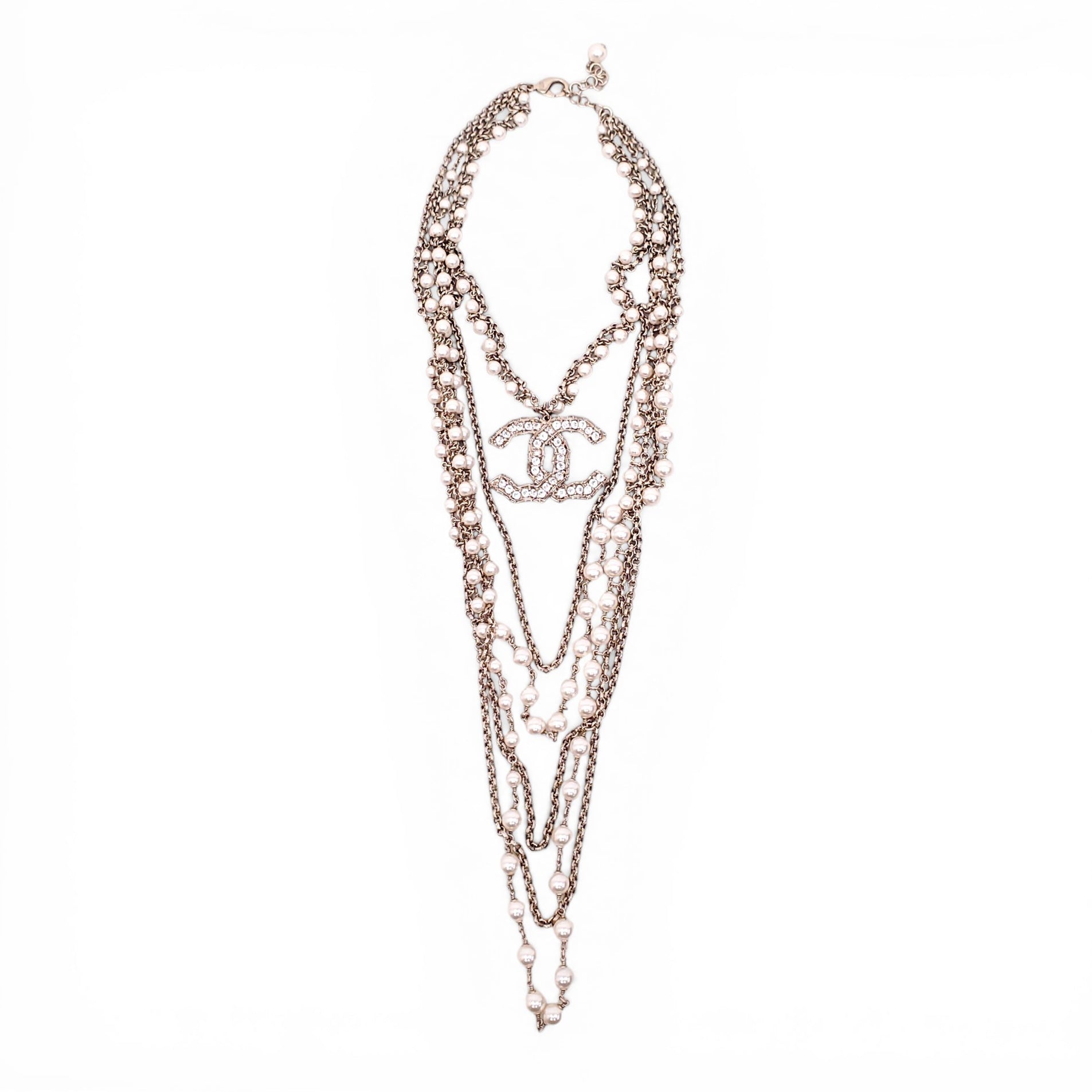 CHANEL PEARL AND CRYSTAL MULTILAYERED NECKLACE