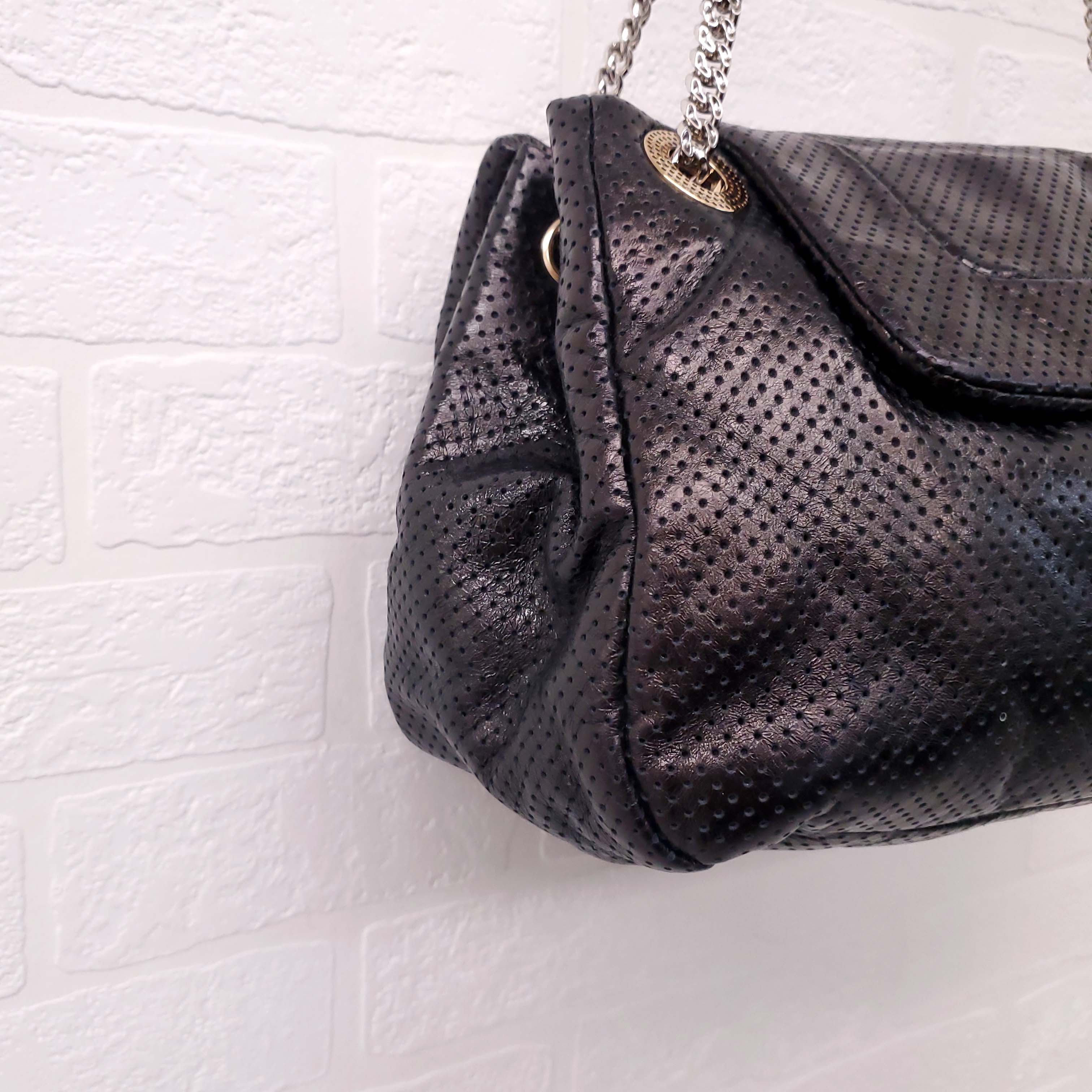 CHANEL PERFORATED DRILL ACCORDION FLAP BAG