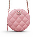CHANEL PINK IRIDESCENT CAVIAR LEATHER ROUND CROSSBODY BAG
