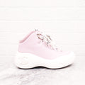 CHANEL PINK LEATHER LOGO BOOTS - SIZE 38.5