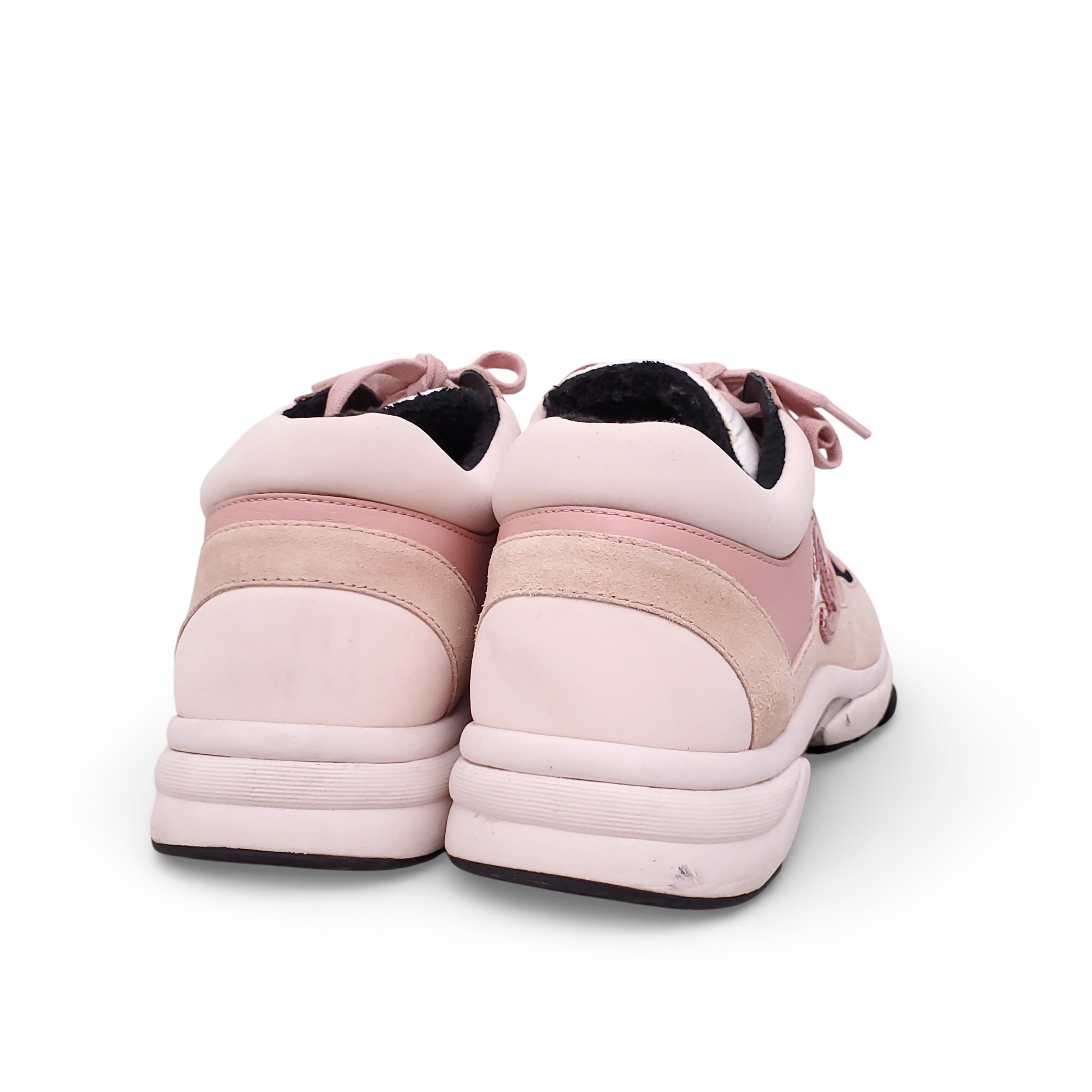 CHANEL PINK LOGO SNEAKERS - SIZE 39.5