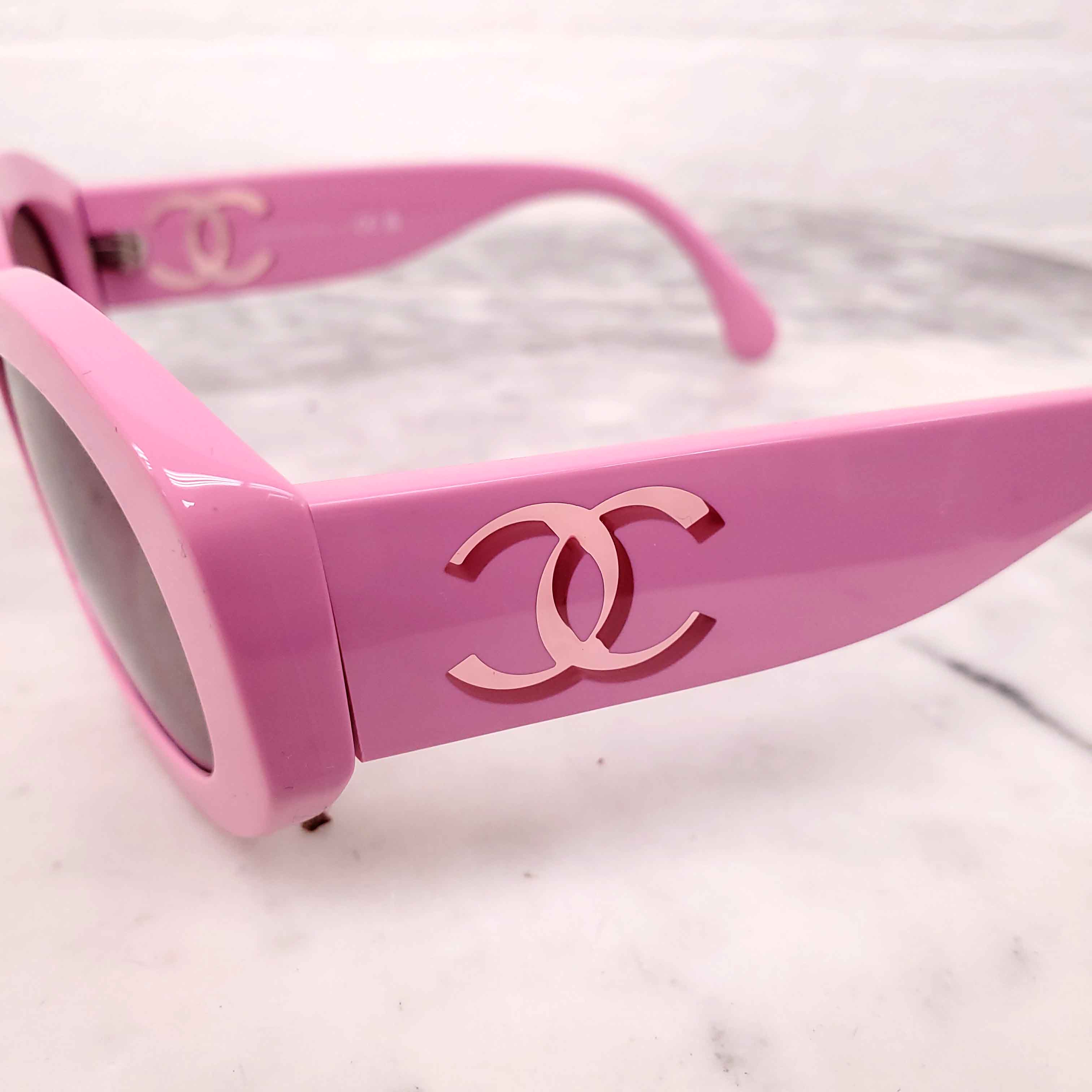 CHANEL PINK LOGO SUNGLASSES