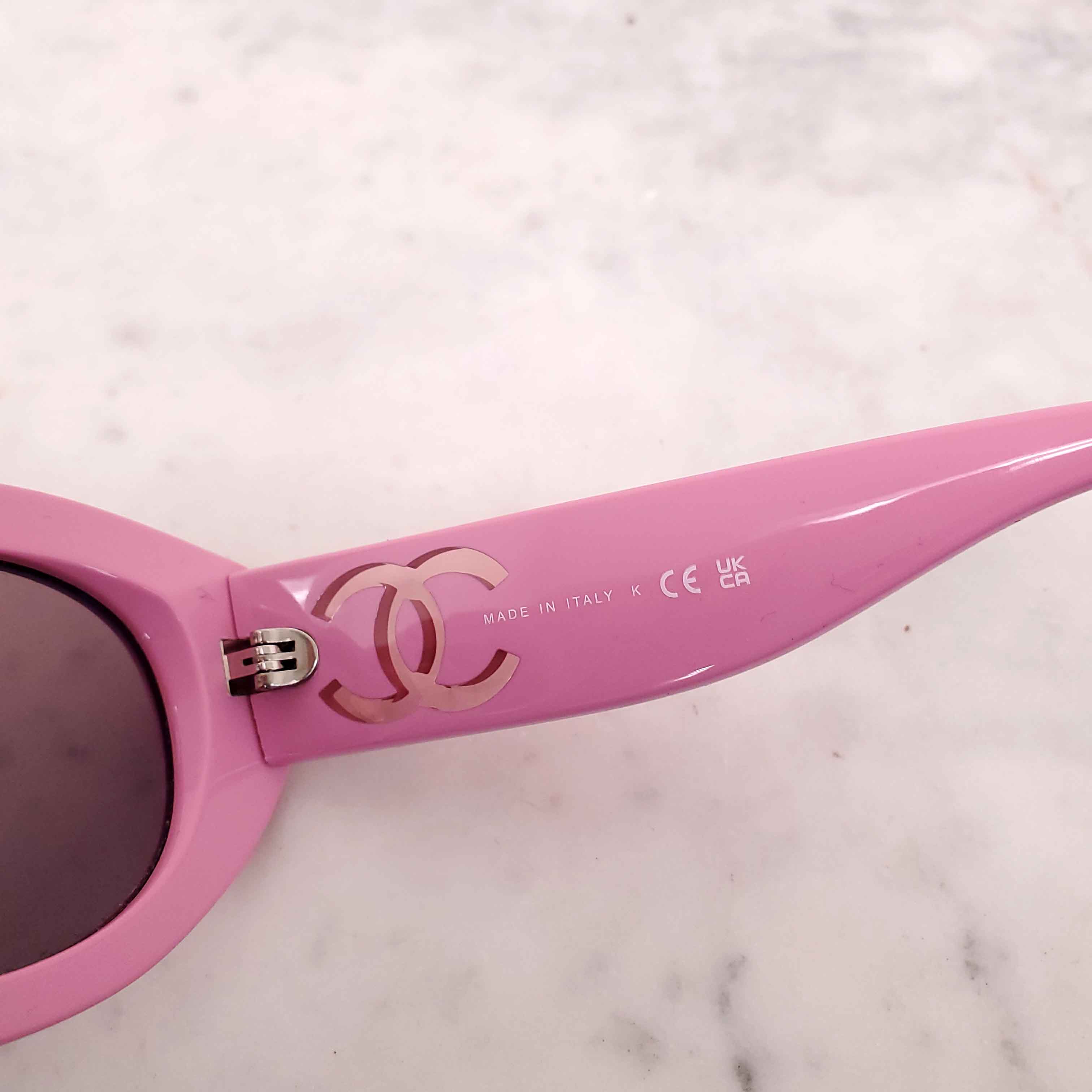 CHANEL PINK LOGO SUNGLASSES