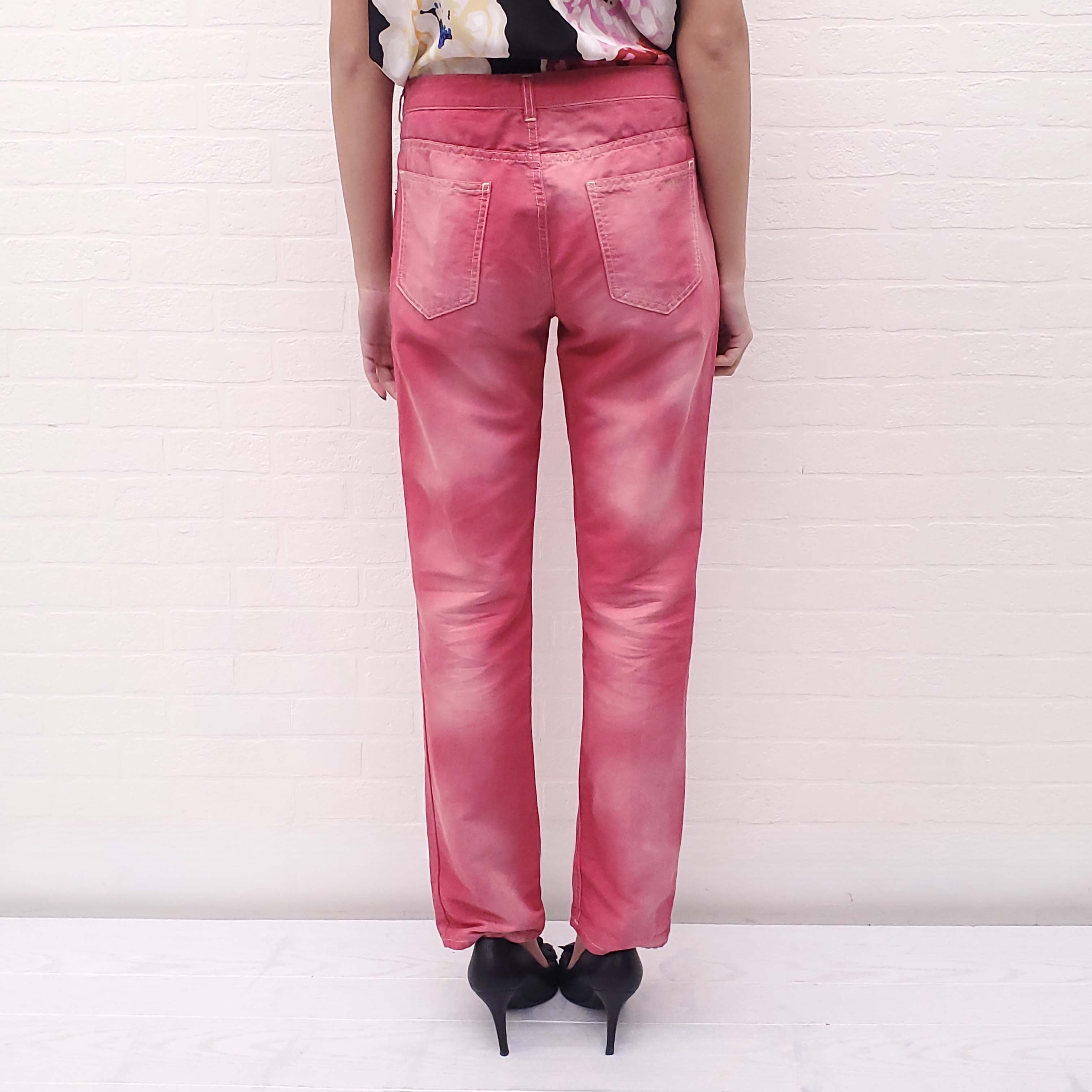 CHANEL PINK OMBRE LOGO JEANS - SIZE 40