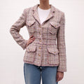 CHANEL PINK TWEED JACKET WITH LOGO BUTTONS - SIZE 40
