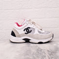 CHANEL PINK, SILVER AND WHITE SNEAKERS - SIZE 35