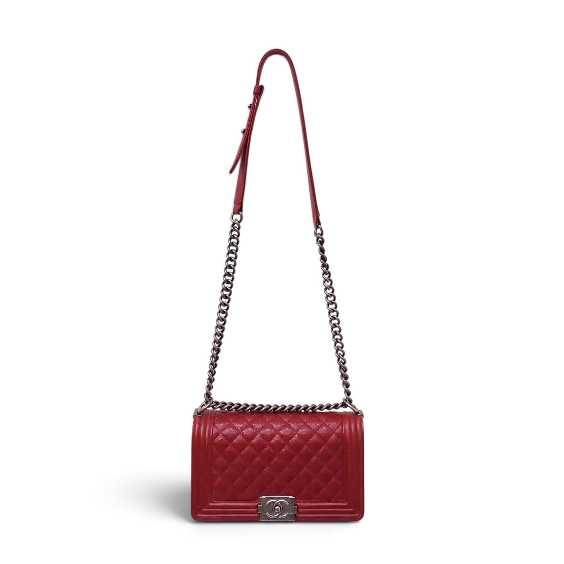 CHANEL RED CAVIAR BOY BAG