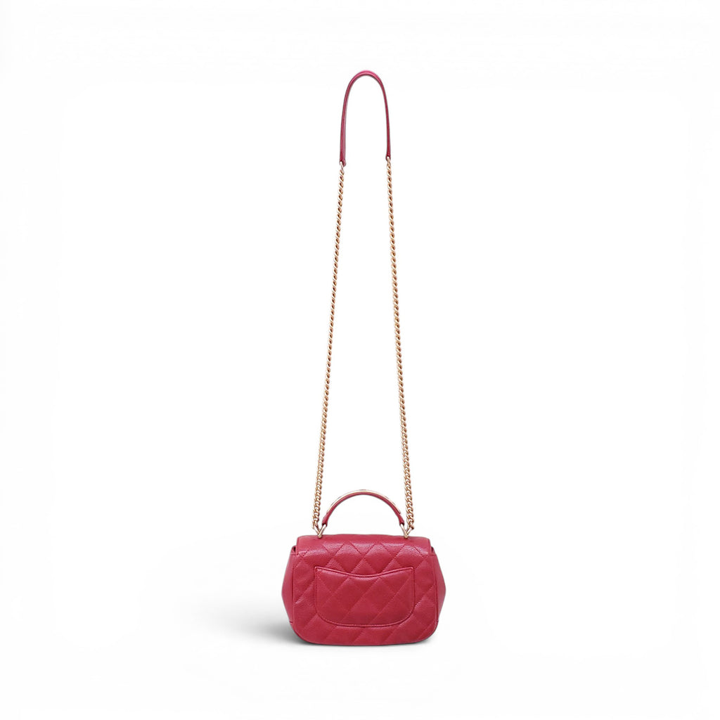 CHANEL RED QUILTED CARRY AROUND FLAP BAG
