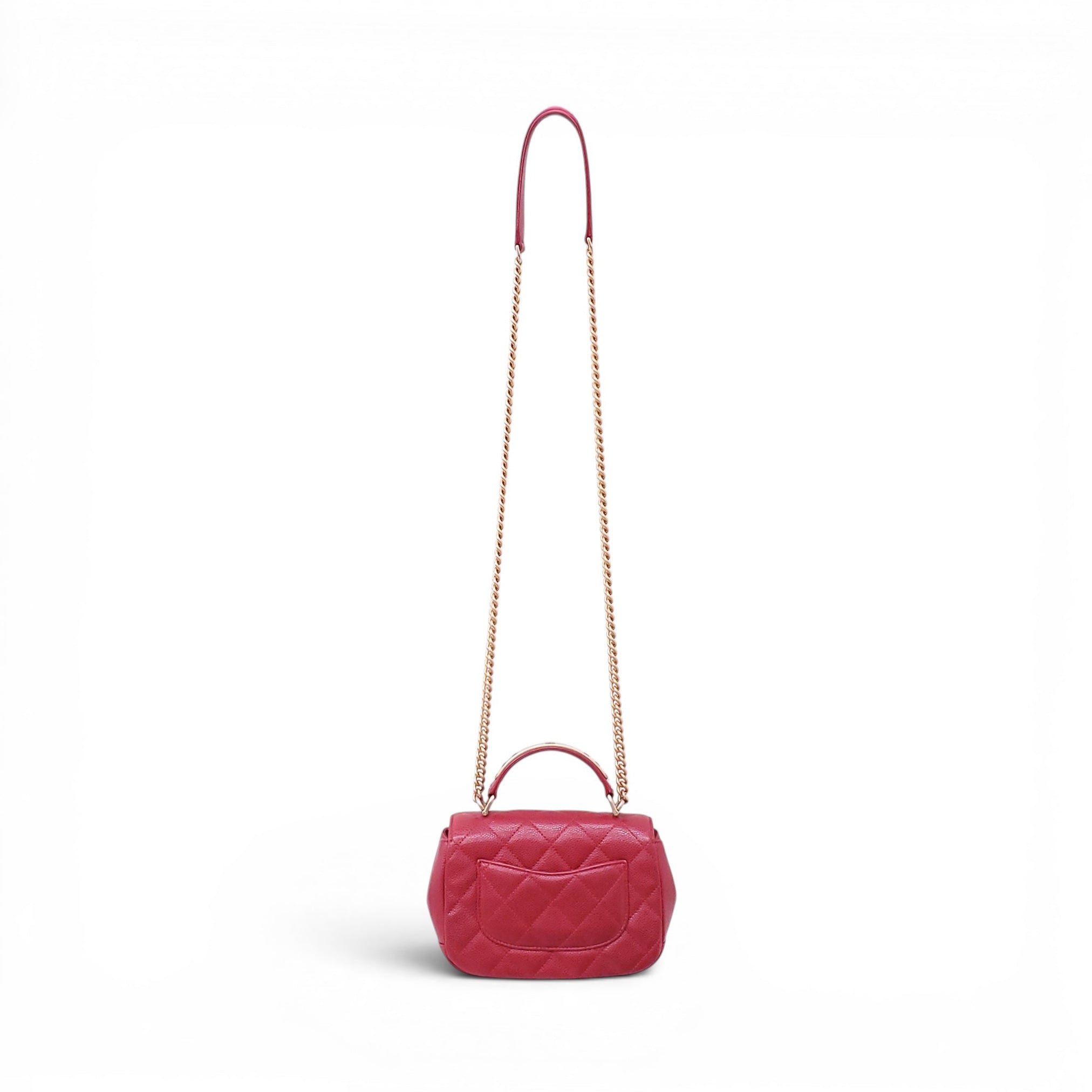 CHANEL RED QUILTED CARRY AROUND FLAP BAG