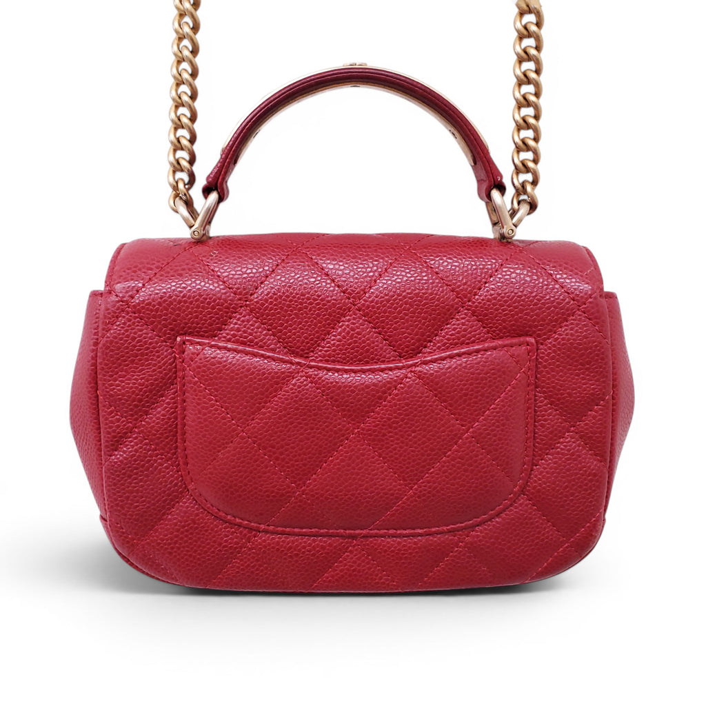 CHANEL RED QUILTED CARRY AROUND FLAP BAG