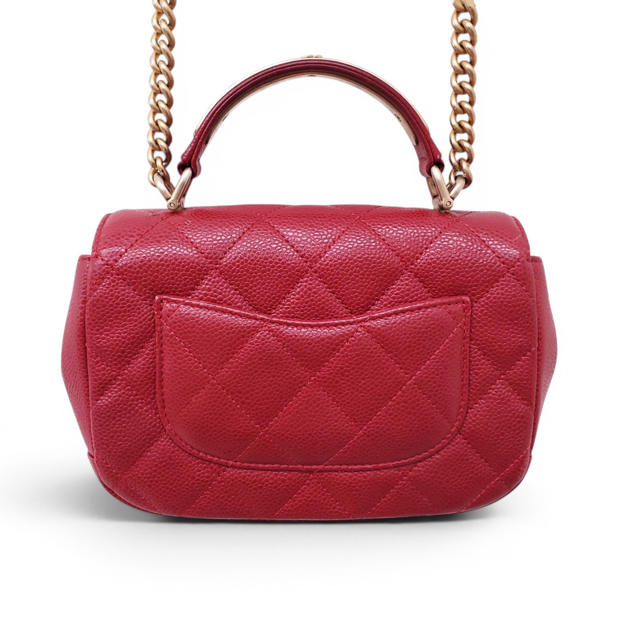 CHANEL RED QUILTED CARRY AROUND FLAP BAG