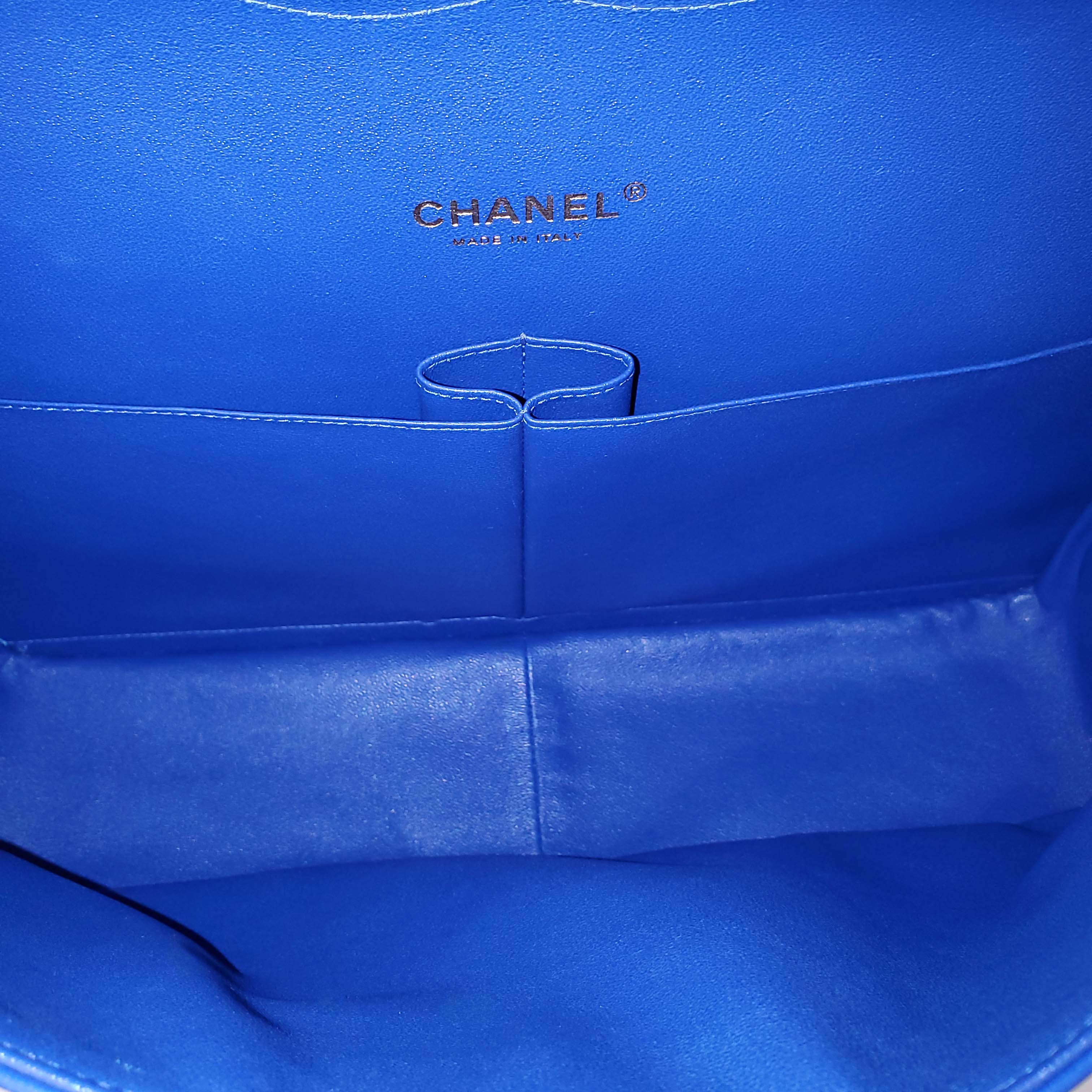 CHANEL ROYAL BLUE JUMBO QUILTED LAMBSKIN DOUBLE FLAP BAG