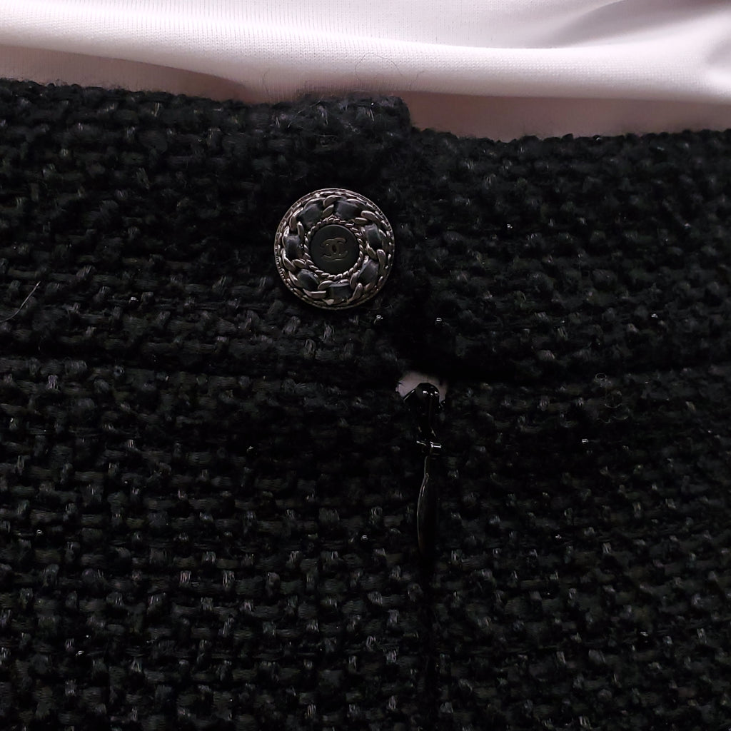 CHANEL RUNWAY BLACK FRINGE SKIRT - SIZE 40