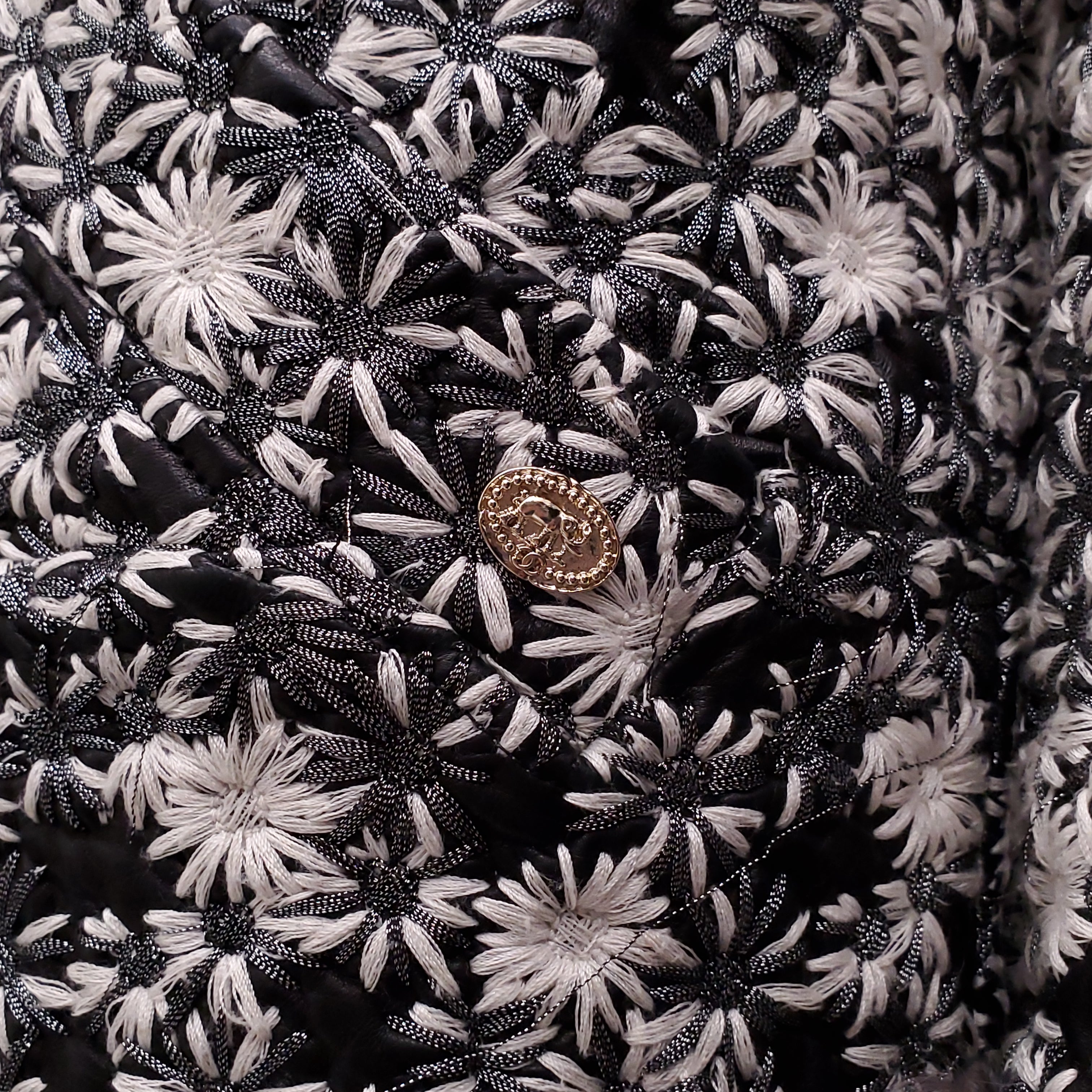 CHANEL RUNWAY LEATHER AND FUR FLORAL EMBROIDERED JACKET - SIZE 38