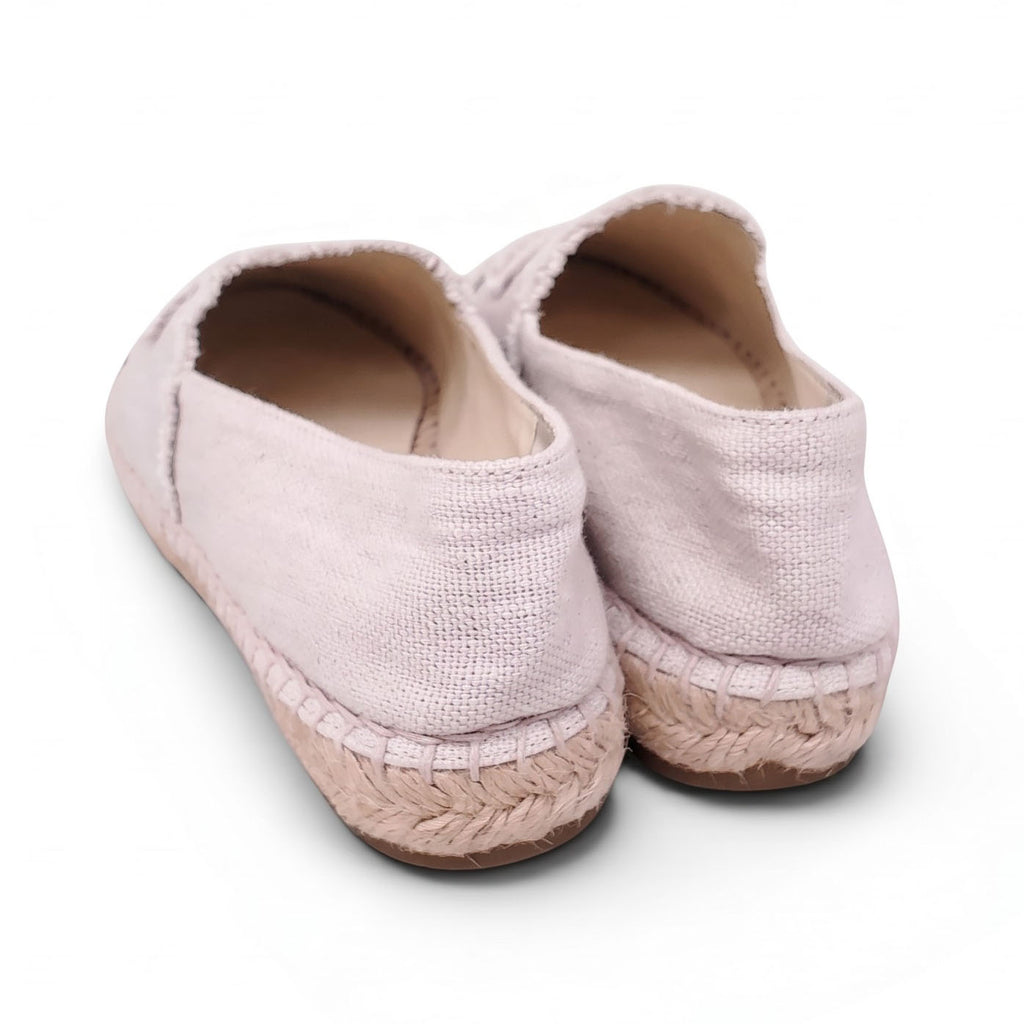 CHANEL TAUPE AND BLACK FABRIC LOGO ESPADRILLES - SIZE 37