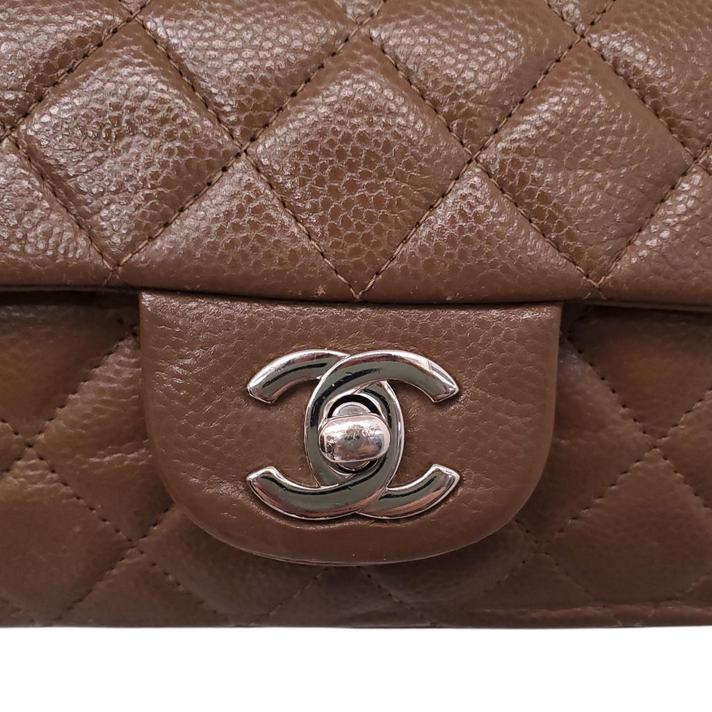 CHANEL TAUPE CAVIAR QUILTED MINI RECTANGULAR FLAP BAG