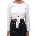 CHANEL TWEED TOP WITH CC & CRYSTAL LOGO BUTTONS DOWN THE BACK - SIZE 34