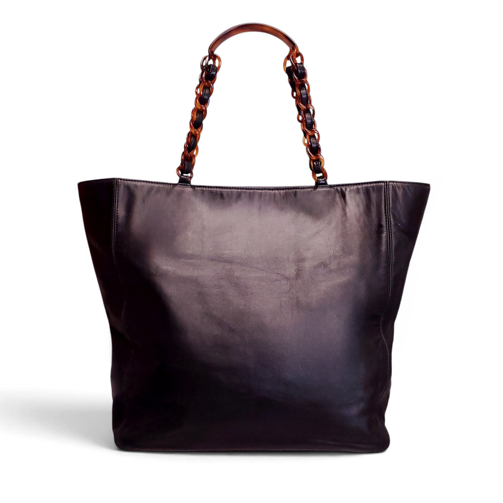 CHANEL VINTAGE BLACK LEATHER TIMELESS CC TOTE