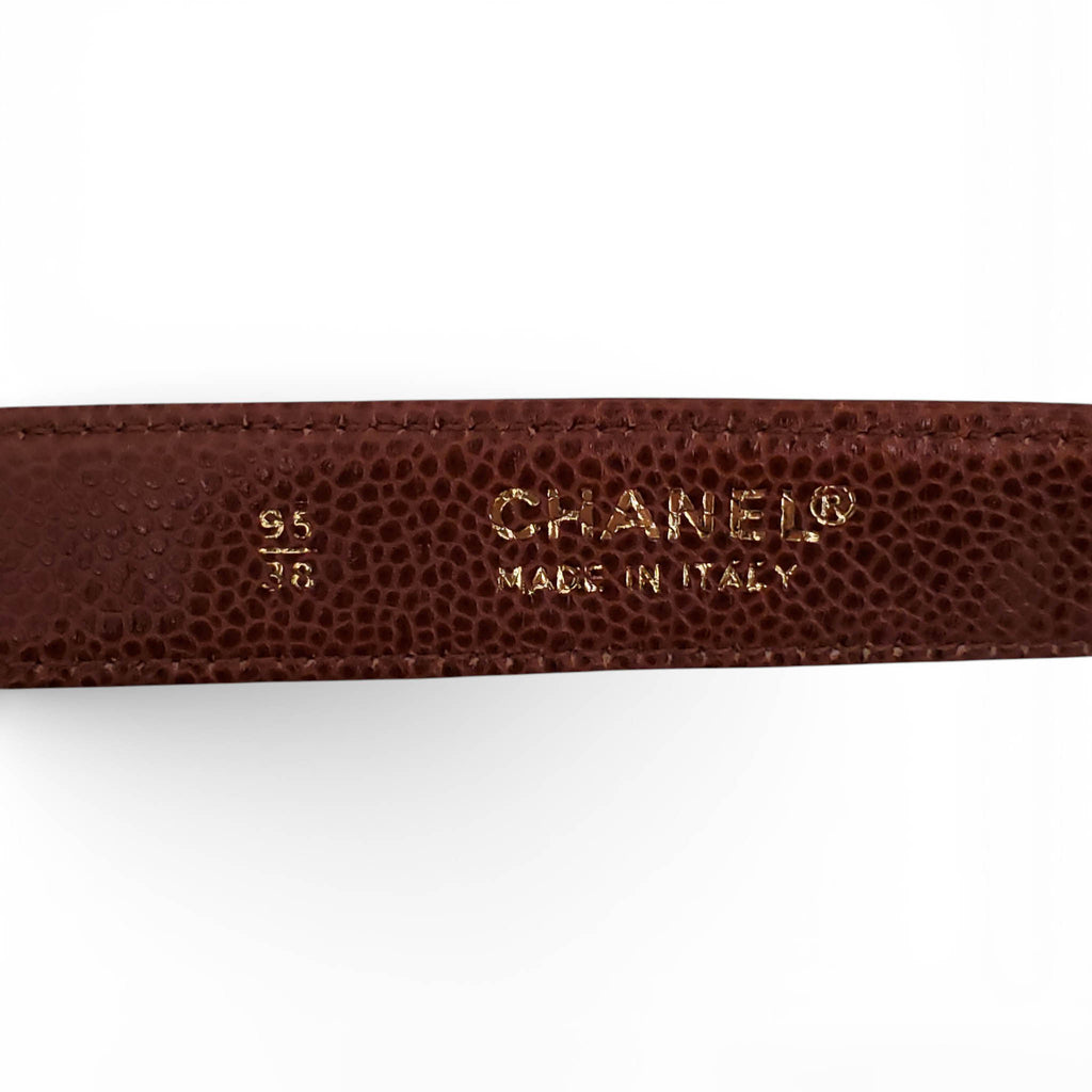 CHANEL VINTAGE BROWN CAVIAR LEATHER BELT BAG - SIZE 95