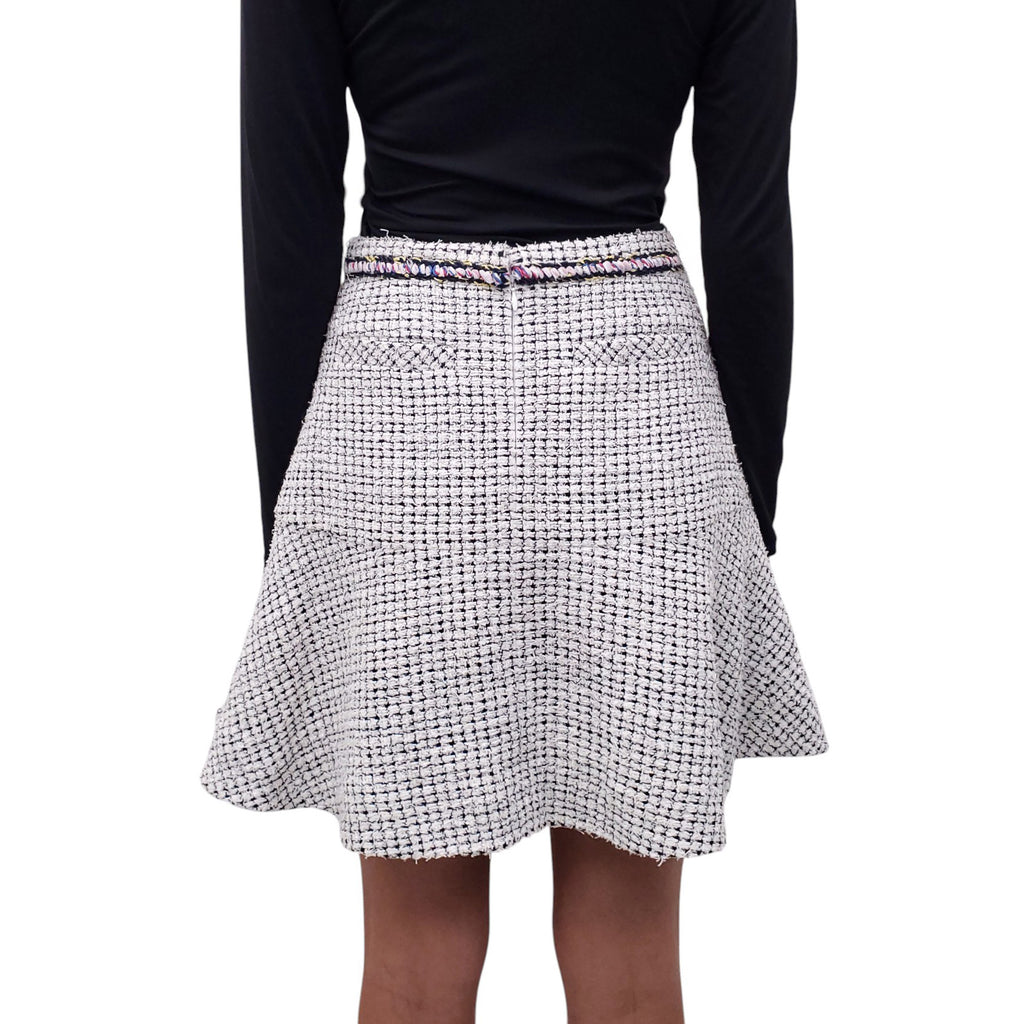 CHANEL WHITE AND MULTICOLOUR TWEED SKIRT - SIZE 36