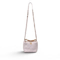 CHANEL WHITE LAMBSKIN QUILTED CRYSTAL LOGO TOP HANDLE BAG WITH CROSSBODY