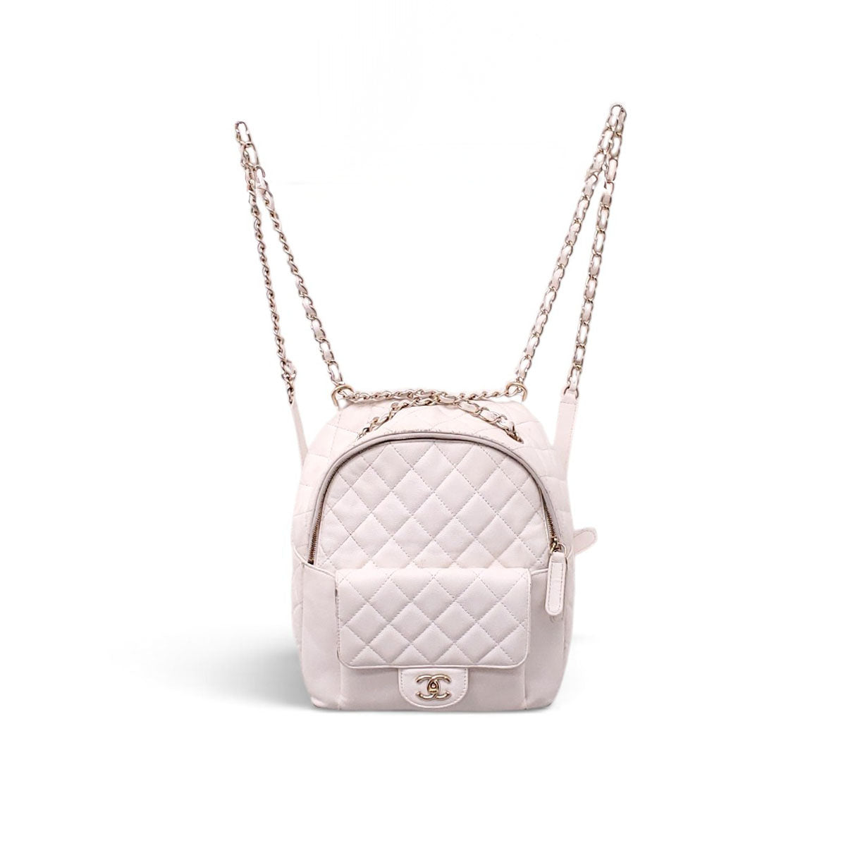 CHANEL WHITE MINI CC DAY CAVIAR BACKPACK