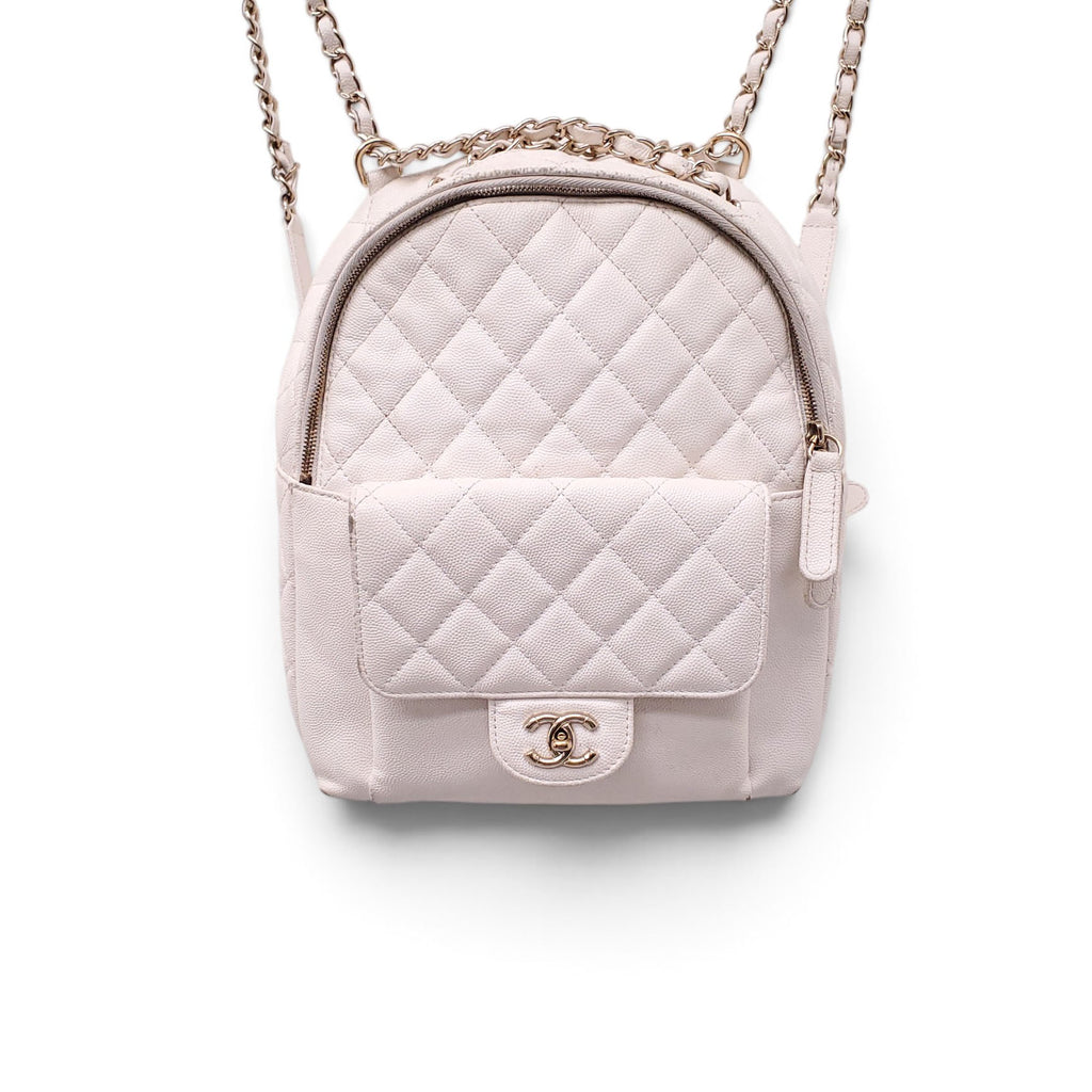 CHANEL WHITE MINI CC DAY CAVIAR BACKPACK