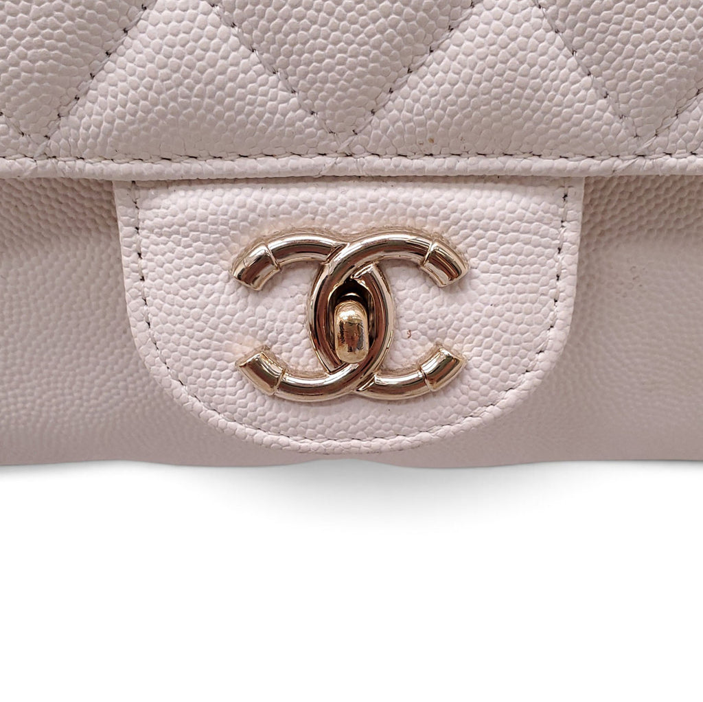 CHANEL WHITE MINI CC DAY CAVIAR BACKPACK