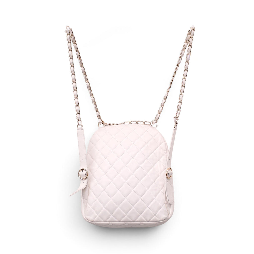 CHANEL WHITE MINI CC DAY CAVIAR BACKPACK