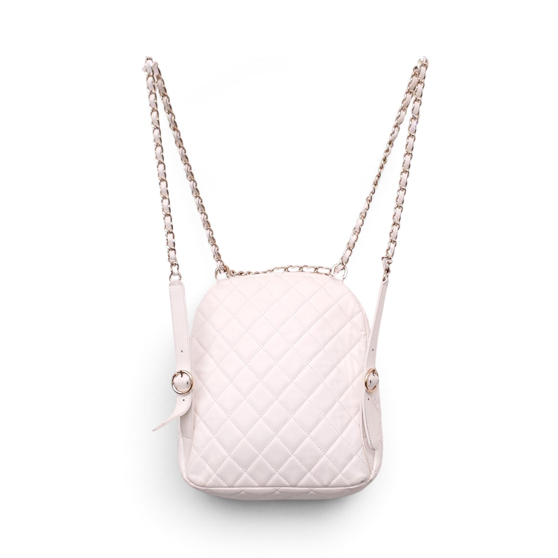 CHANEL WHITE MINI CC DAY CAVIAR BACKPACK