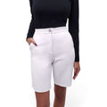 CHANEL WHITE SHORT WITH CC LOGO BUTTON IN SILVER - SIZE 34