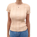CHANEL YELLOW RIBBED TOP WITH LOGO - SIZE 38