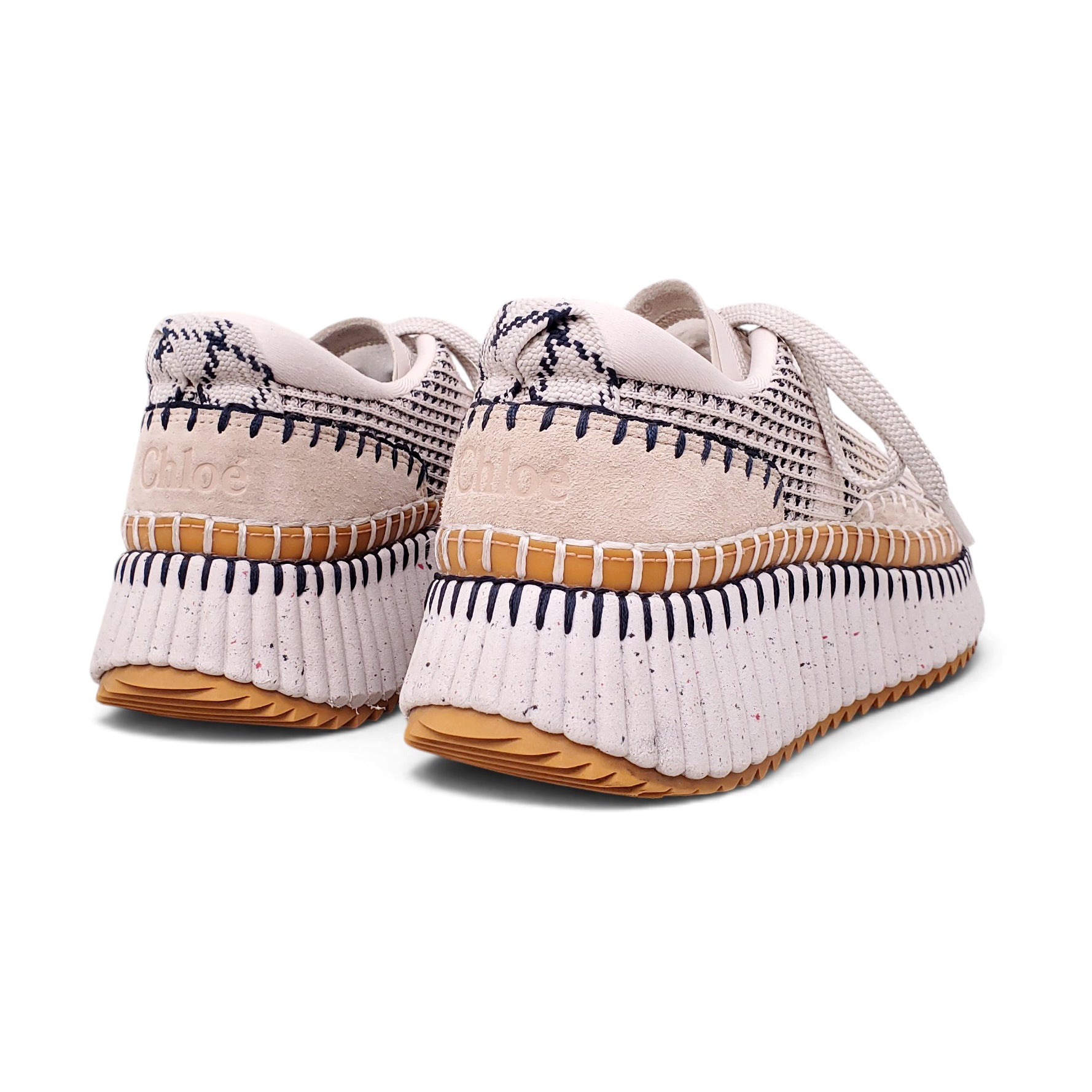 CHLOÉ BEIGE NAMA LACE-UP SNEAKERS - SIZE 39