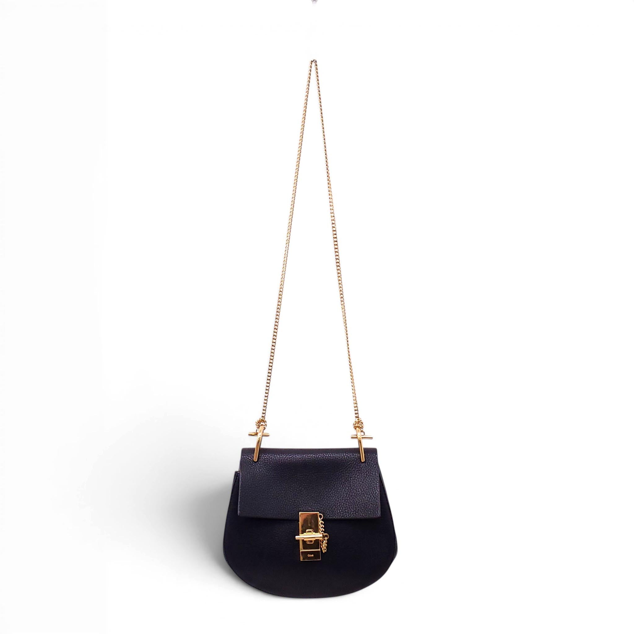 CHLOÉ BLACK LEATHER PADLOCK BAG