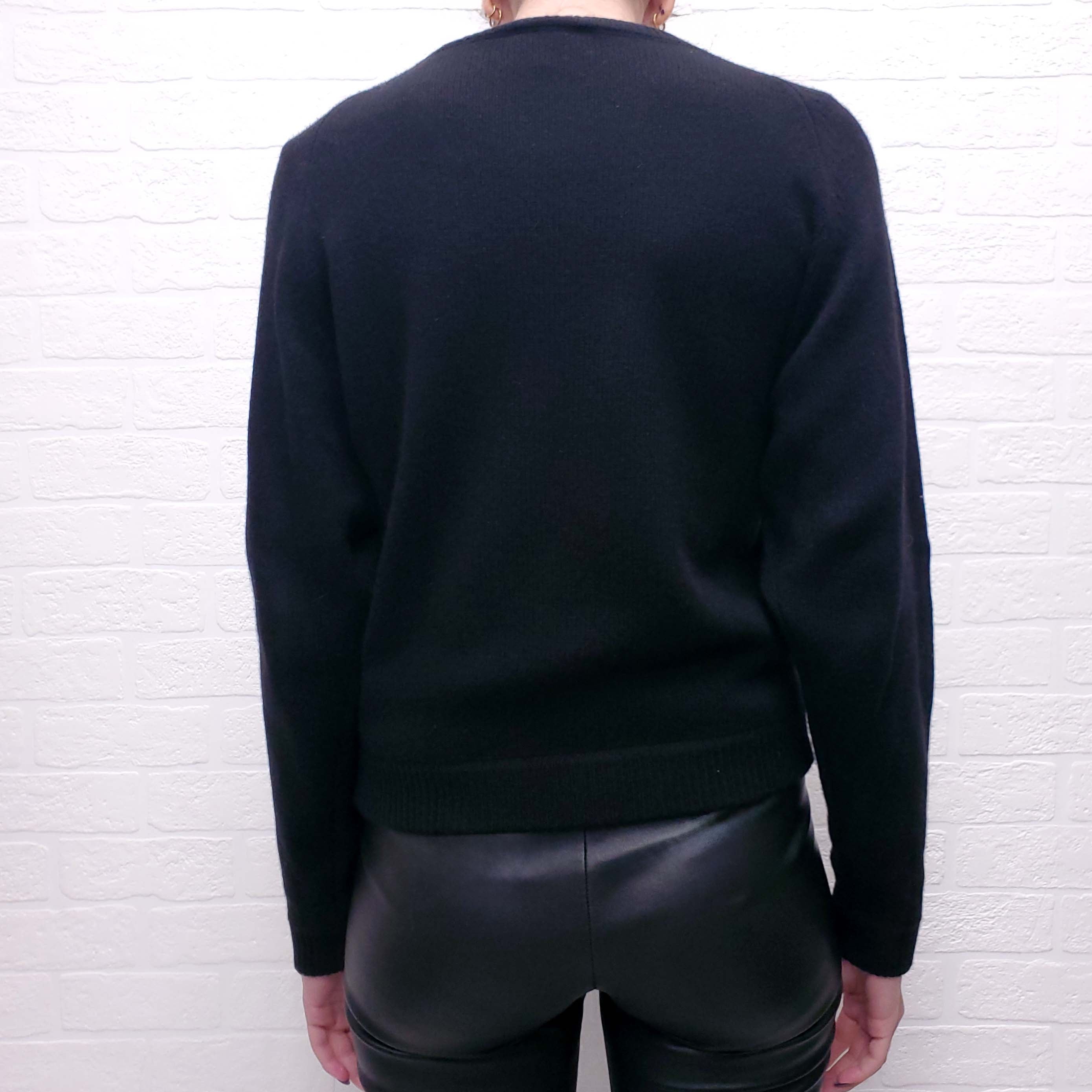 CHLOÉ BLACK SWEATER WITH GOLD BEADED PALM TREE - SIZE M