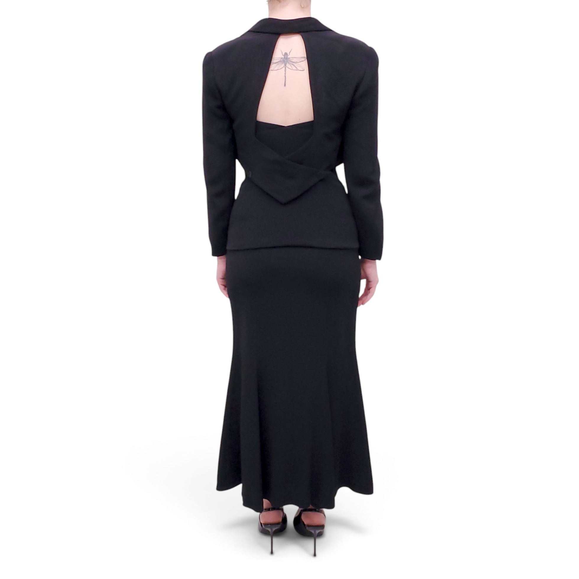 CHLOÉ BLACK VINTAGE DRESS WITH CROPPED JACKET - SIZE 38