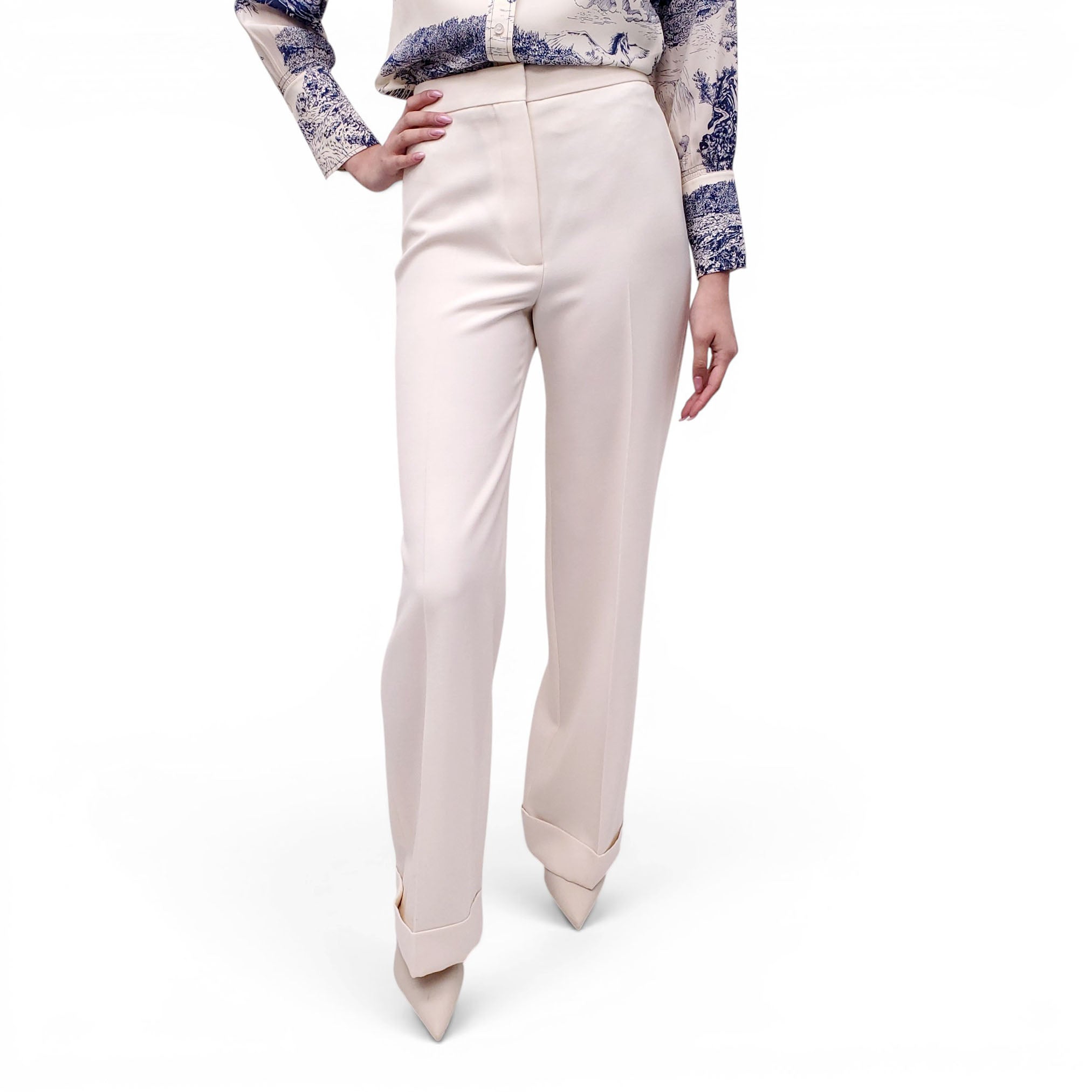 CHLOÉ CREAM SILK TROUSERS - SIZE 38