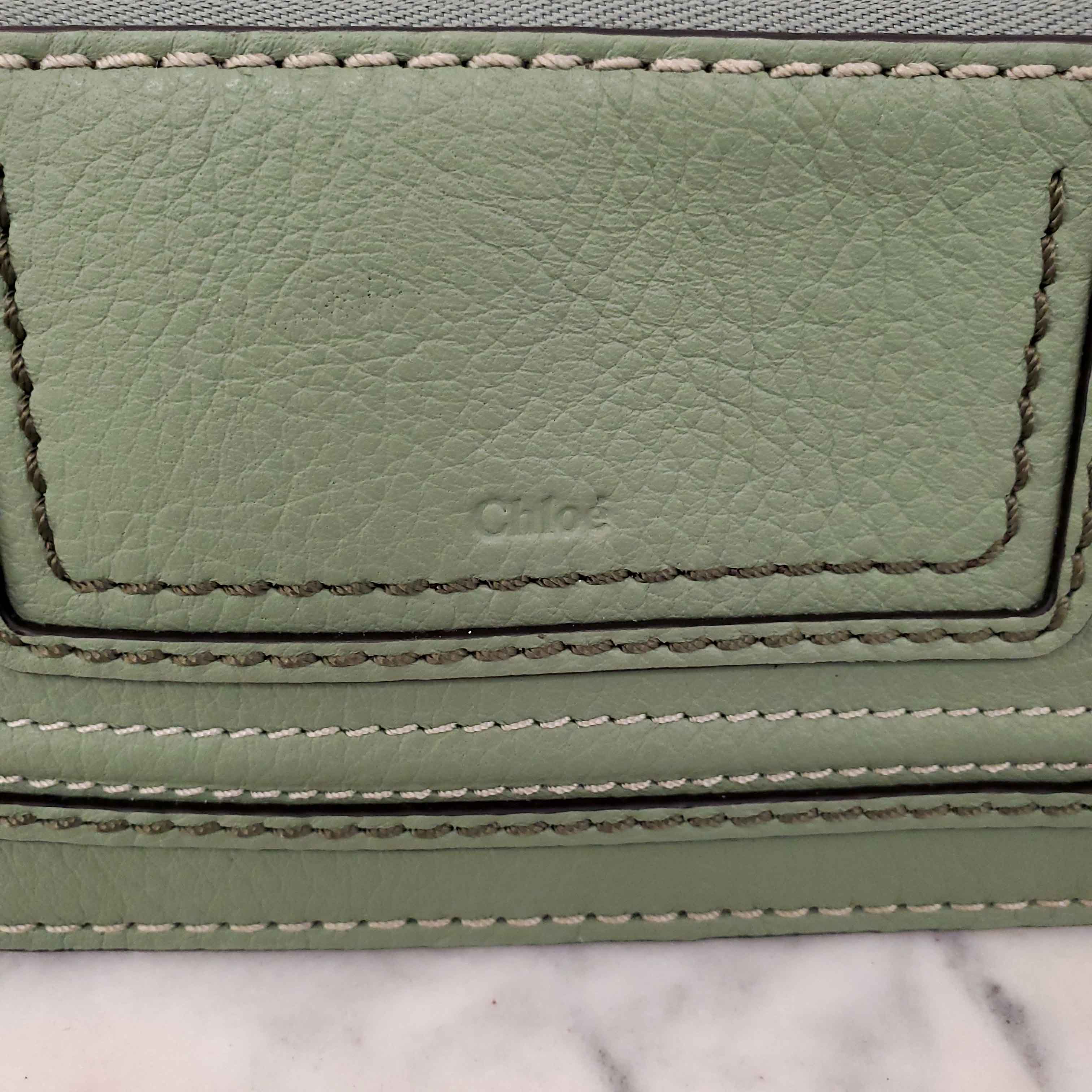 CHLOÉ GREEN LEATHER CARD HOLDER