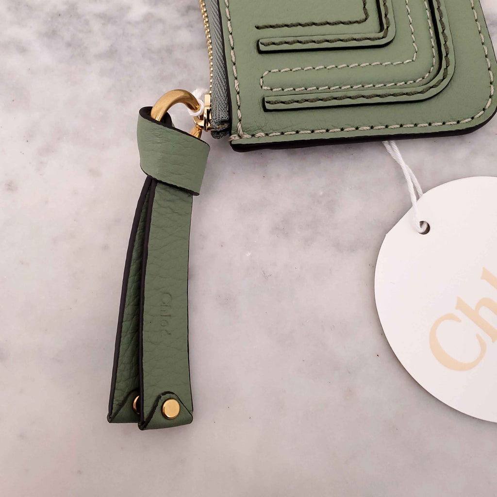 CHLOÉ GREEN LEATHER CARD HOLDER